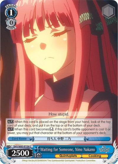 Image for Waiting for Someone, Nino Nakano (The Quintessential Quintuplets) (5HY/W83-E126 C) - Weiss Schwarz