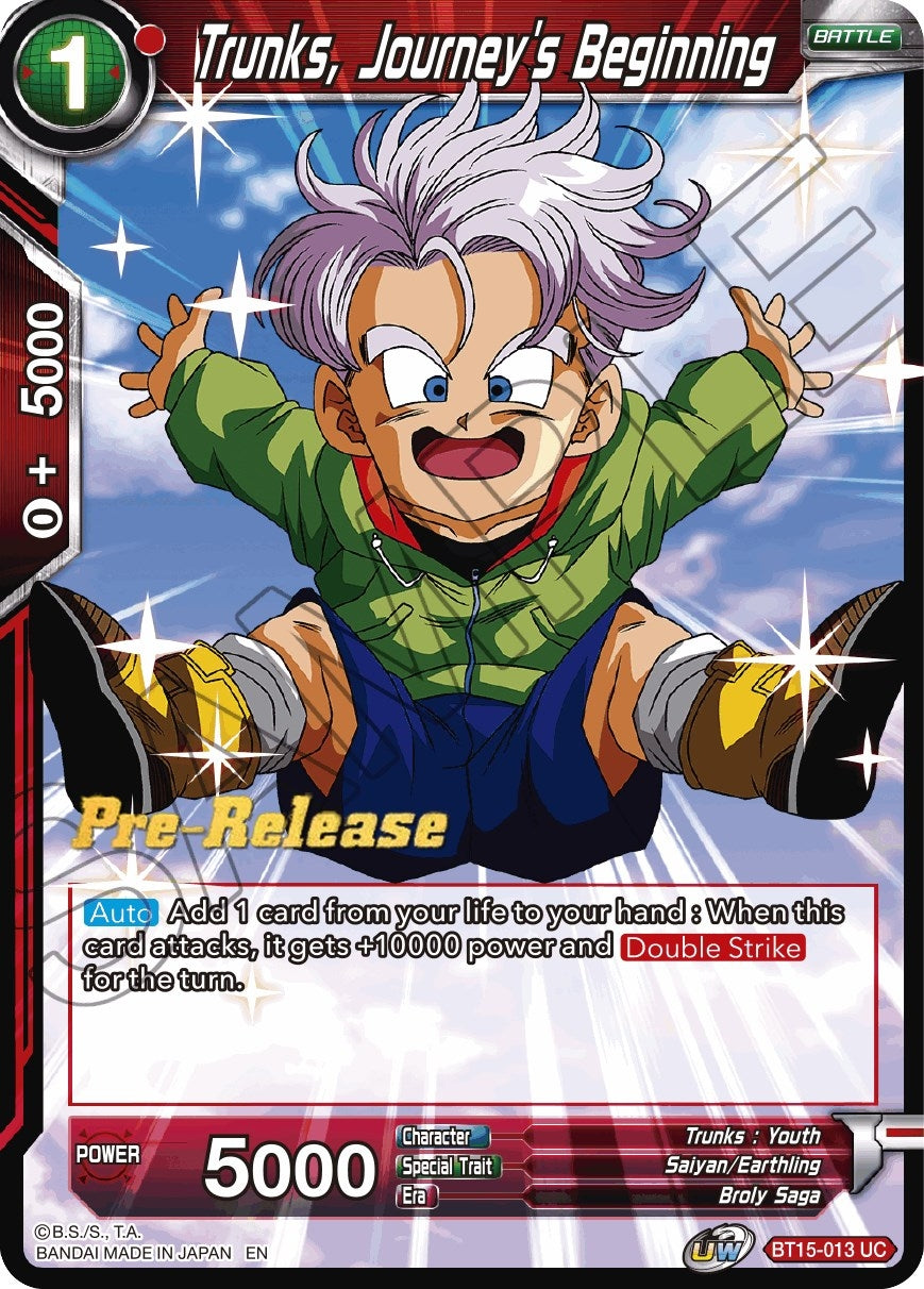 Image for Trunks, Journey's Beginning (Saiyan Showdown Pre-Release Cards) (BT15-013) - Dragon Ball Super: Masters
