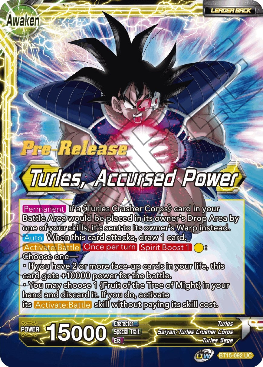 Image for Turles // Turles, Accursed Power (Saiyan Showdown Pre-Release Cards) (BT15-092) - Dragon Ball Super: Masters