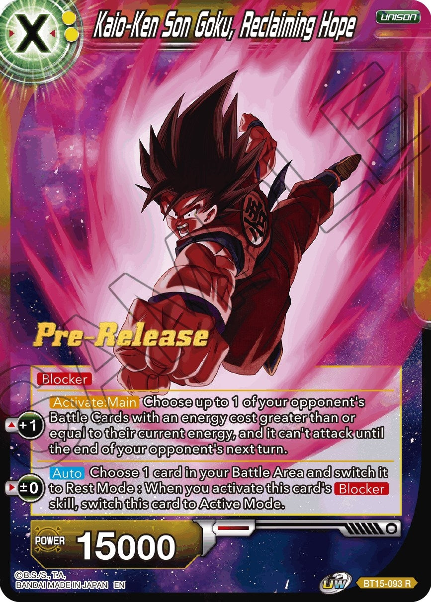 Image for Kaio-Ken Son Goku, Reclaiming Hope (Saiyan Showdown Pre-Release Cards) (BT15-093) - Dragon Ball Super: Masters