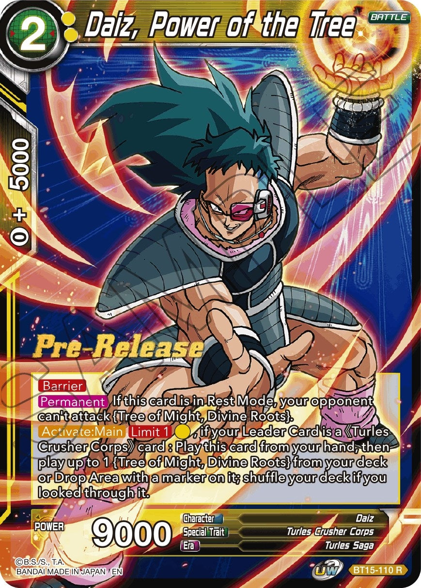 Image for Daiz, Power of the Tree (Saiyan Showdown Pre-Release Cards) (BT15-110) - Dragon Ball Super: Masters