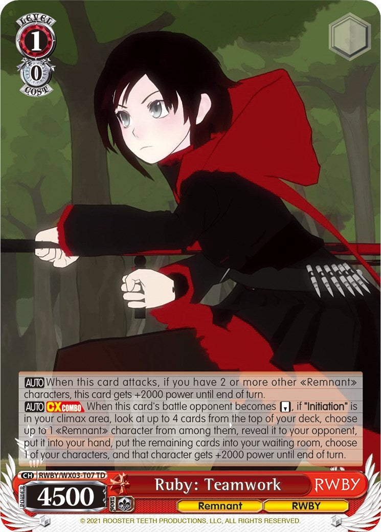 Image for Ruby: Teamwork (RWBY) (RWBY/WX03-T07 TD) - Weiss Schwarz