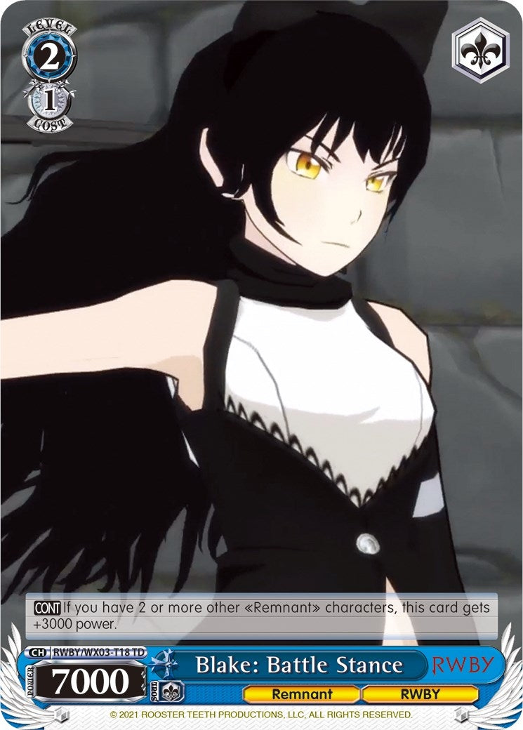 Image for Blake: Battle Stance (RWBY) (RWBY/WX03-T18 TD) - Weiss Schwarz