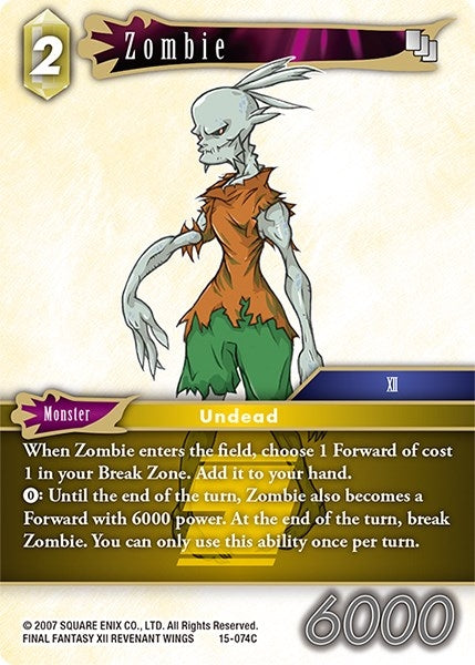 Image for Zombie (Crystal Dominion) (15-074C) - Final Fantasy TCG