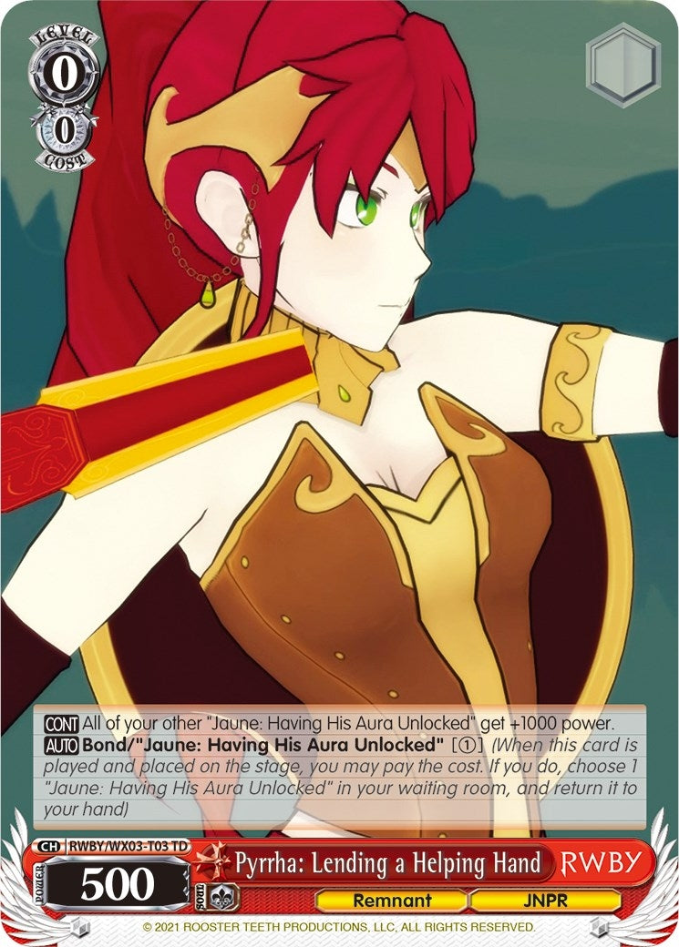 Image for Pyrrha: Lending a Helping Hand (RWBY) (RWBY/WX03-T03 TD) - Weiss Schwarz
