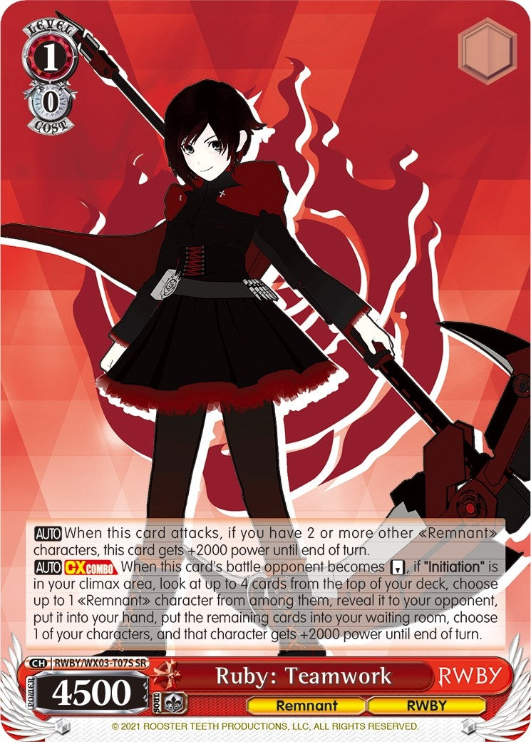 Image for Ruby: Teamwork (SR) (RWBY) (RWBY/WX03-T07S SR) - Weiss Schwarz