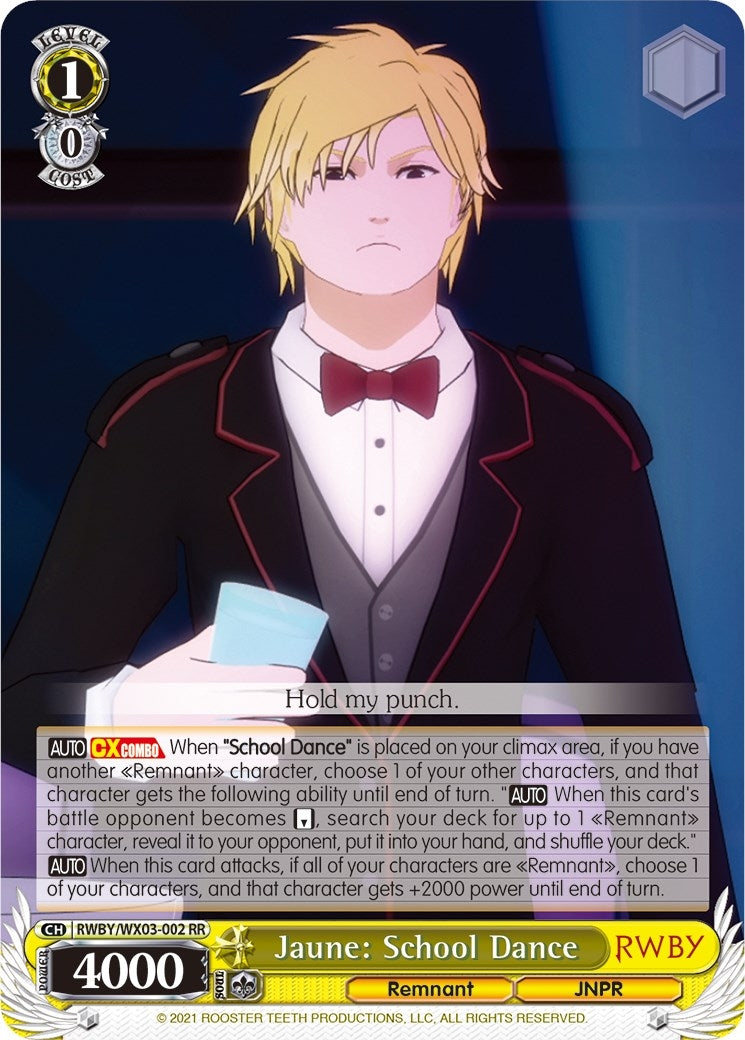 Image for Jaune: School Dance (RWBY) (RWBY/WX03-002 RR) - Weiss Schwarz