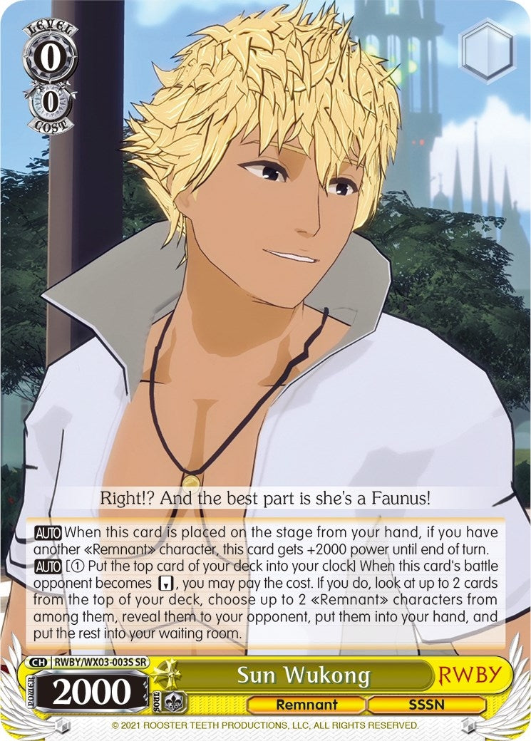 Image for Sun Wukong (SR) (RWBY) (RWBY/WX03-003S SR) - Weiss Schwarz