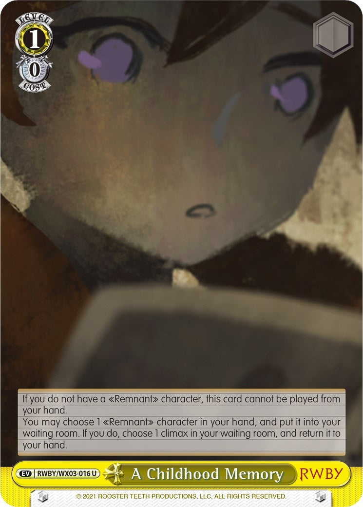 Image for A Childhood Memory (RWBY) (RWBY/WX03-016 U) - Weiss Schwarz