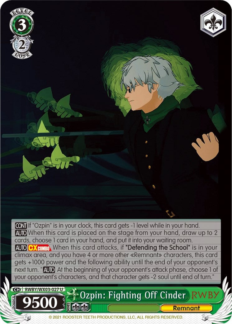Image for Ozpin: Fighting Off Cinder (RWBY) (RWBY/WX03-027 U) - Weiss Schwarz