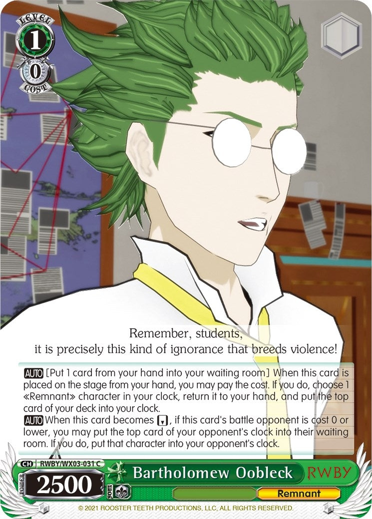 Image for Bartholomew Oobleck (RWBY) (RWBY/WX03-031 C) - Weiss Schwarz