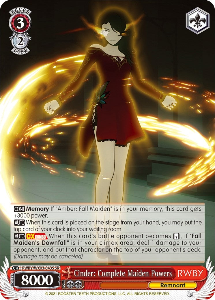 Image for Cinder: Complete Maiden Powers (SR) (RWBY) (RWBY/WX03-043S SR) - Weiss Schwarz