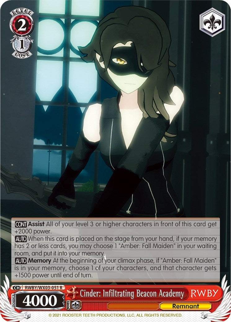Image for Cinder: Infiltrating Beacon Academy (RWBY) (RWBY/WX03-051 R) - Weiss Schwarz