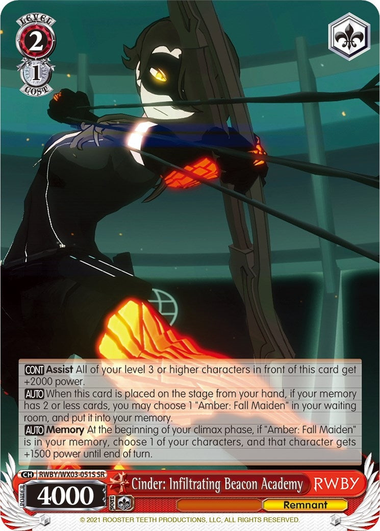 Image for Cinder: Infiltrating Beacon Academy (SR) (RWBY) (RWBY/WX03-051S SR) - Weiss Schwarz