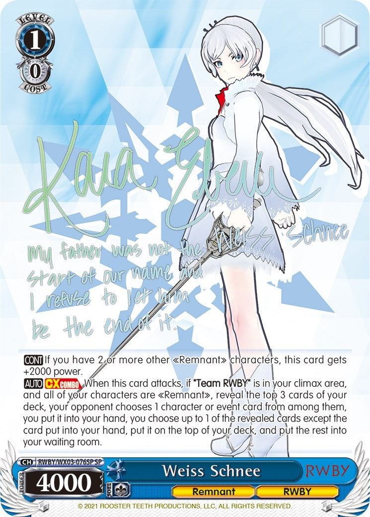 Image for Weiss Schnee (SP) (RWBY) (RWBY/WX03-076SP SP) - Weiss Schwarz