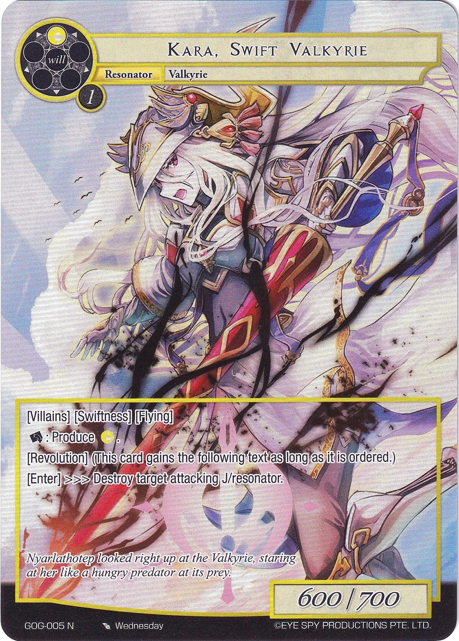 Image for Kara, Swift Valkyrie (Full Art) (Game of Gods) (GOG-005) - Force of Will