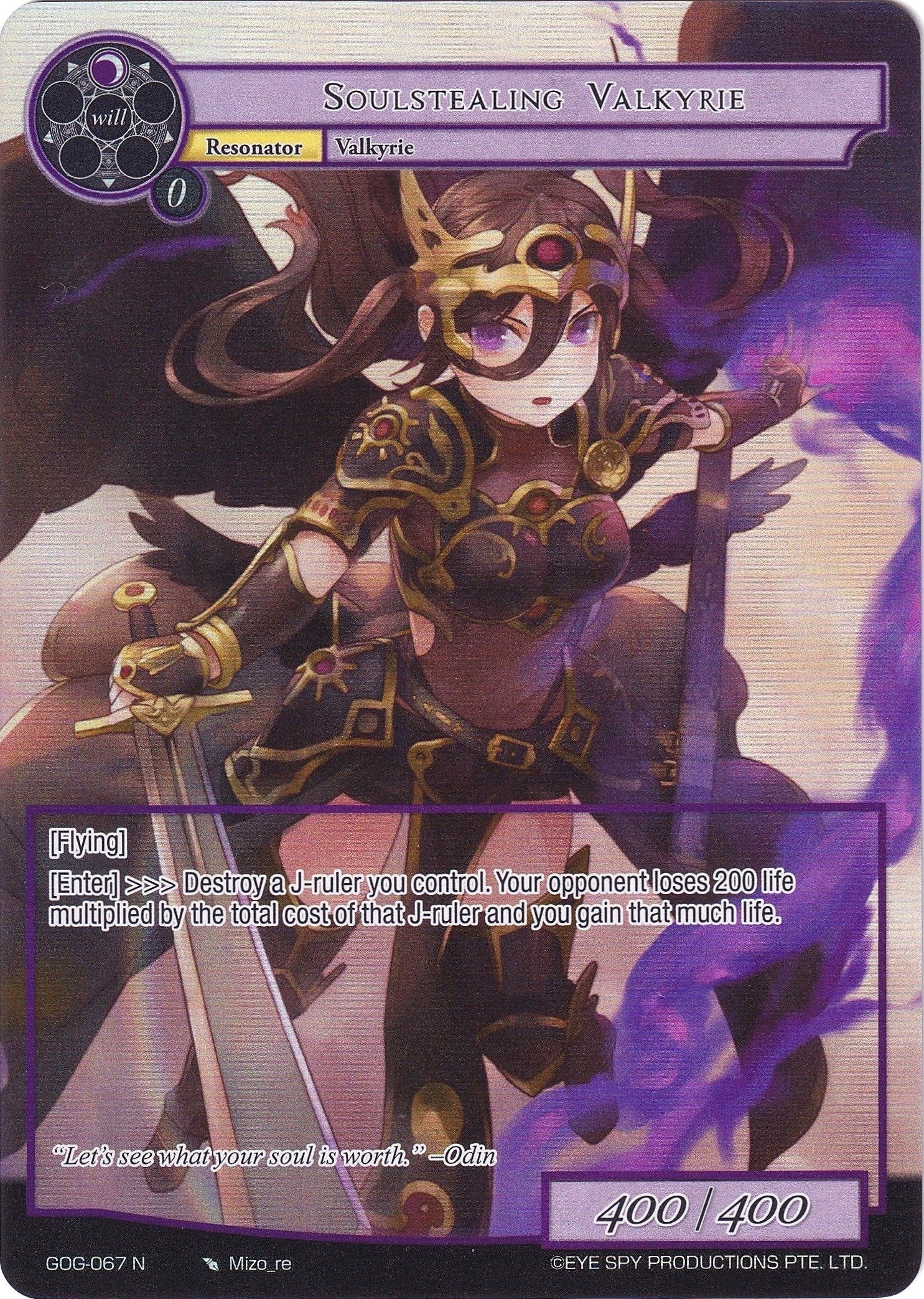 Image for Soulstealing Valkyrie (Full Art) (Game of Gods) (GOG-067) - Force of Will