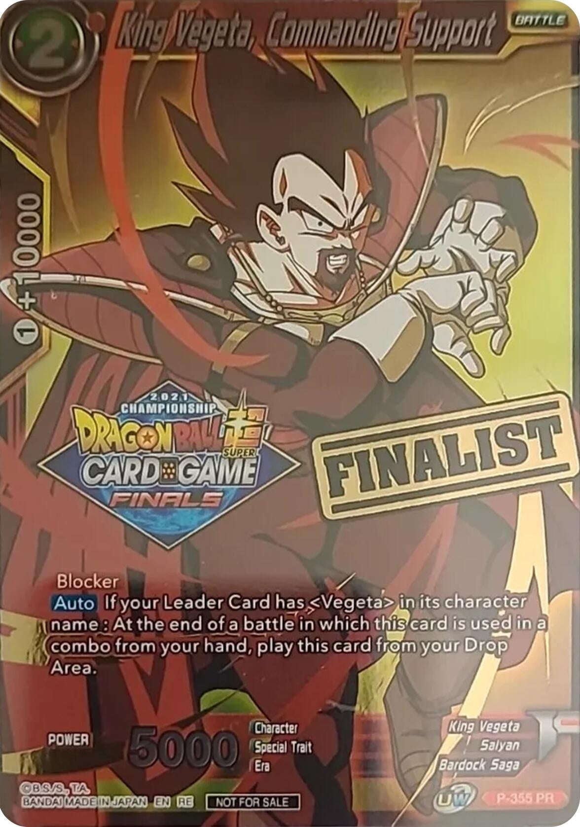 Image for King Vegeta, Commanding Support (Championship 2021 Vault Set) (Finalist Gold Stamped) (Promotion Cards) (P-355) - Dragon Ball Super: Masters