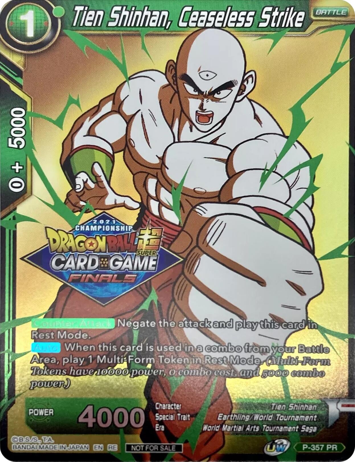 Image for Tien Shinhan, Ceaseless Strike (Championship Pack 2021 Vault Set) (Promotion Cards) (P-357) - Dragon Ball Super: Masters