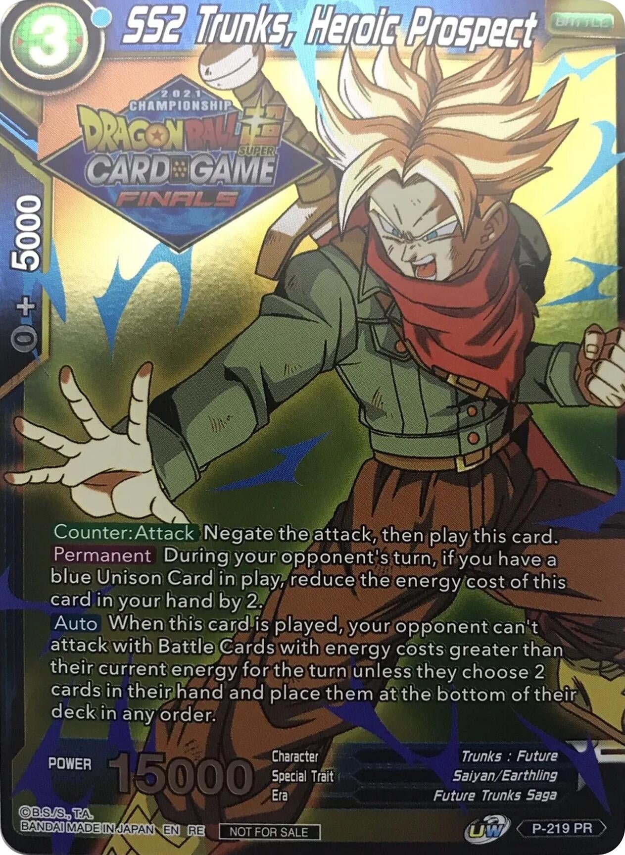 Image for SS2 Trunks, Heroic Prospect (2021 Tournament Pack Vault Set) (Promotion Cards) (P-219) - Dragon Ball Super: Masters
