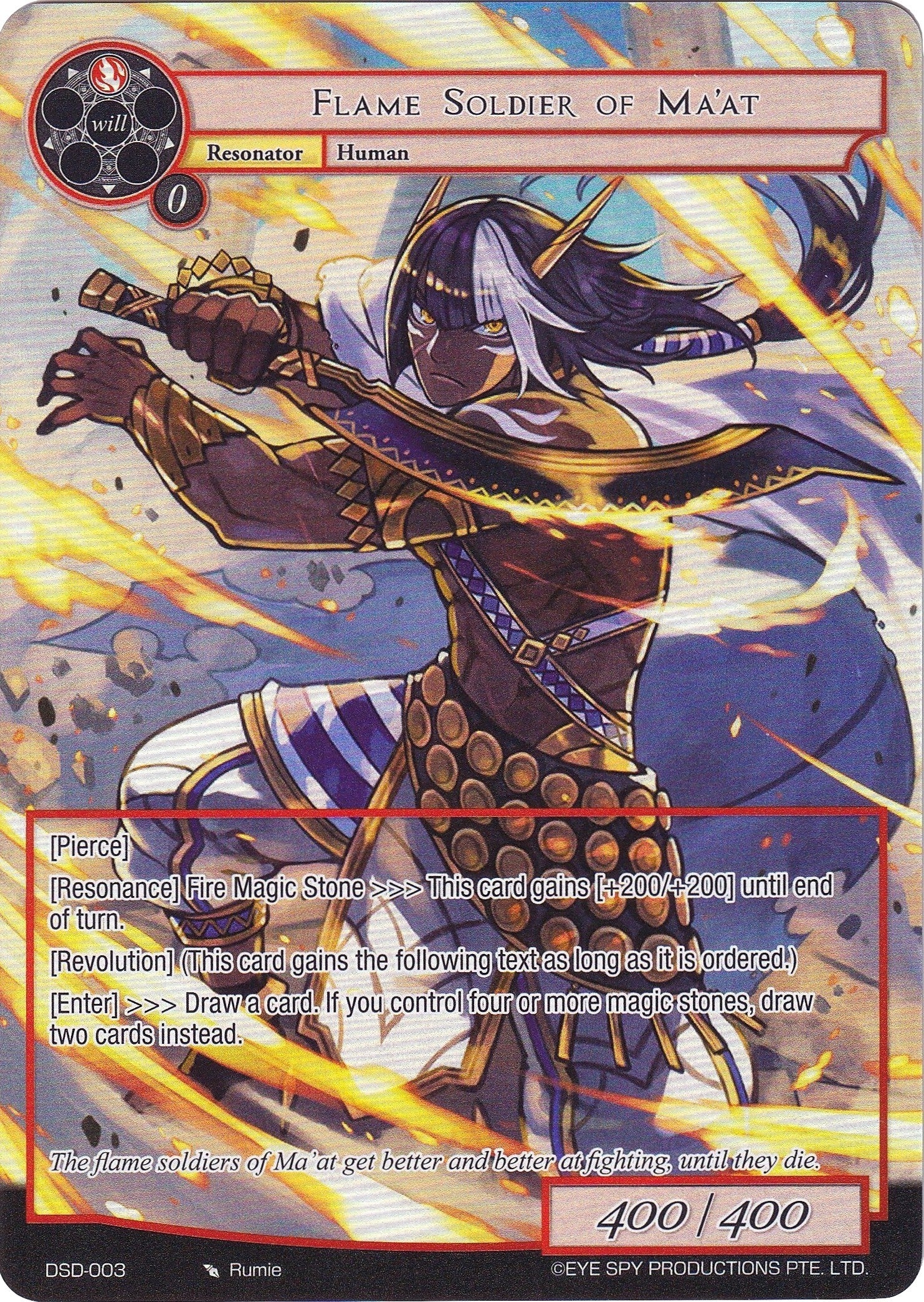 Image for Flame Soldier of Ma'at (Full Art) (Starter Deck: Tales) (DSD-003) - Force of Will