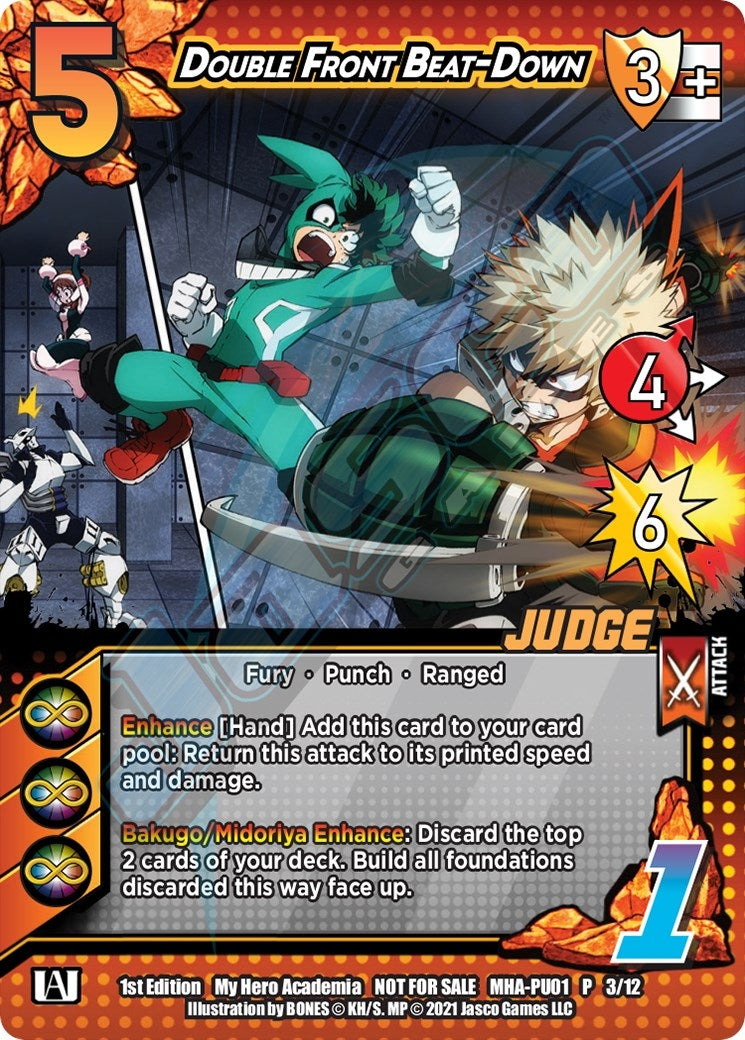 Image for Double Front Beat-Down (Plus Ultra Pack 1 Judge) (UniVersus: My Hero Academia Promo Cards) (MHA-PU01 3/12) - UniVersus