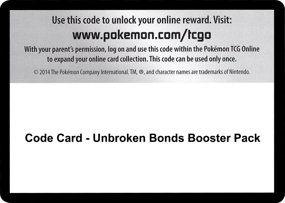 Image for Code Card - Unbroken Bonds Booster Pack - Pokemon