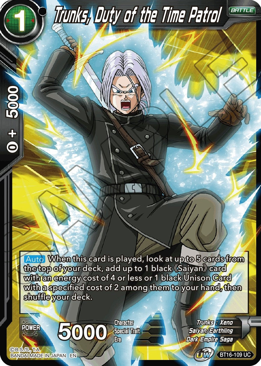 Image for Trunks, Duty of the Time Patrol (Realm of the Gods) (BT16-109) - Dragon Ball Super: Masters