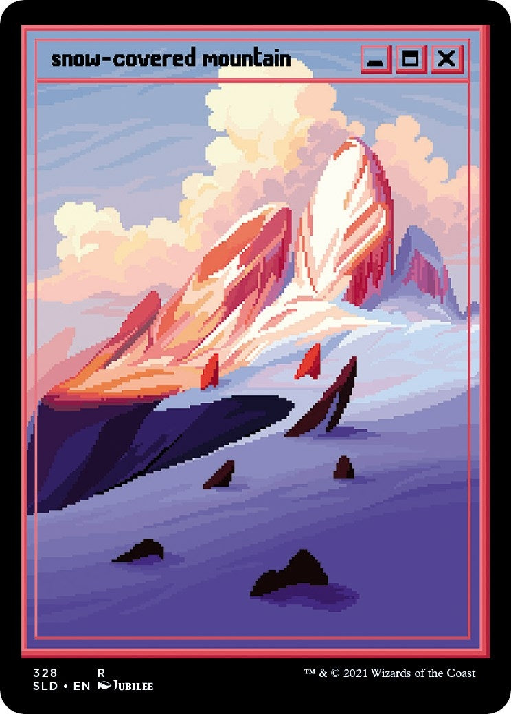 Image for Snow-Covered Mountain (PixelSnowLands.jpg) (Secret Lair Drop Series) (328) - Magic: The Gathering