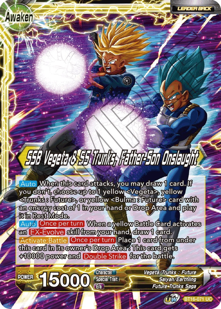 Image for Trunks // SSB Vegeta & SS Trunks, Father-Son Onslaught (Realm of the Gods) (BT16-071) - Dragon Ball Super: Masters