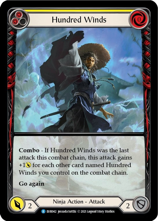 Image for Hundred Winds (Yellow) (Extended Art) (Everfest) (EVR042) - Flesh and Blood TCG