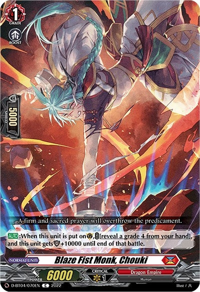 Image for Blaze Fist Monk, Chouki (D-BT04: Awakening of Chakrabarthi) (D-BT04/070EN) - Cardfight Vanguard