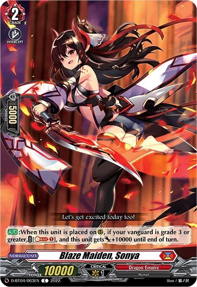 Image for Blaze Maiden, Sonya (D-BT04: Awakening of Chakrabarthi) (D-BT04/063EN) - Cardfight Vanguard