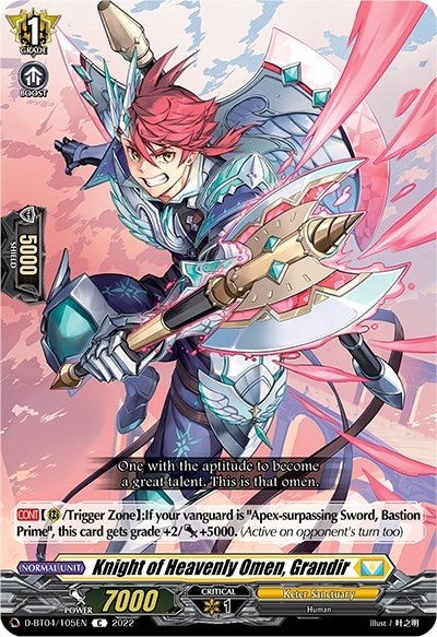 Image for Knight of Heavenly Omen, Grandir (D-BT04: Awakening of Chakrabarthi) (D-BT04/105EN) - Cardfight Vanguard