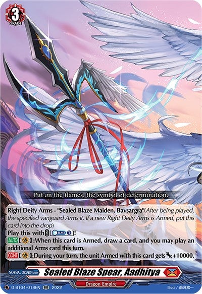 Image for Sealed Blaze Spear, Aadhitya (D-BT04: Awakening of Chakrabarthi) (D-BT04/018EN) - Cardfight Vanguard