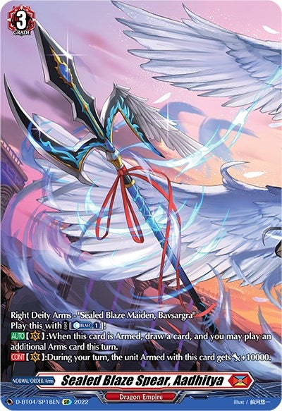 Image for Sealed Blaze Spear, Aadhitya (SP) (D-BT04: Awakening of Chakrabarthi) (D-BT04/SP18EN) - Cardfight Vanguard
