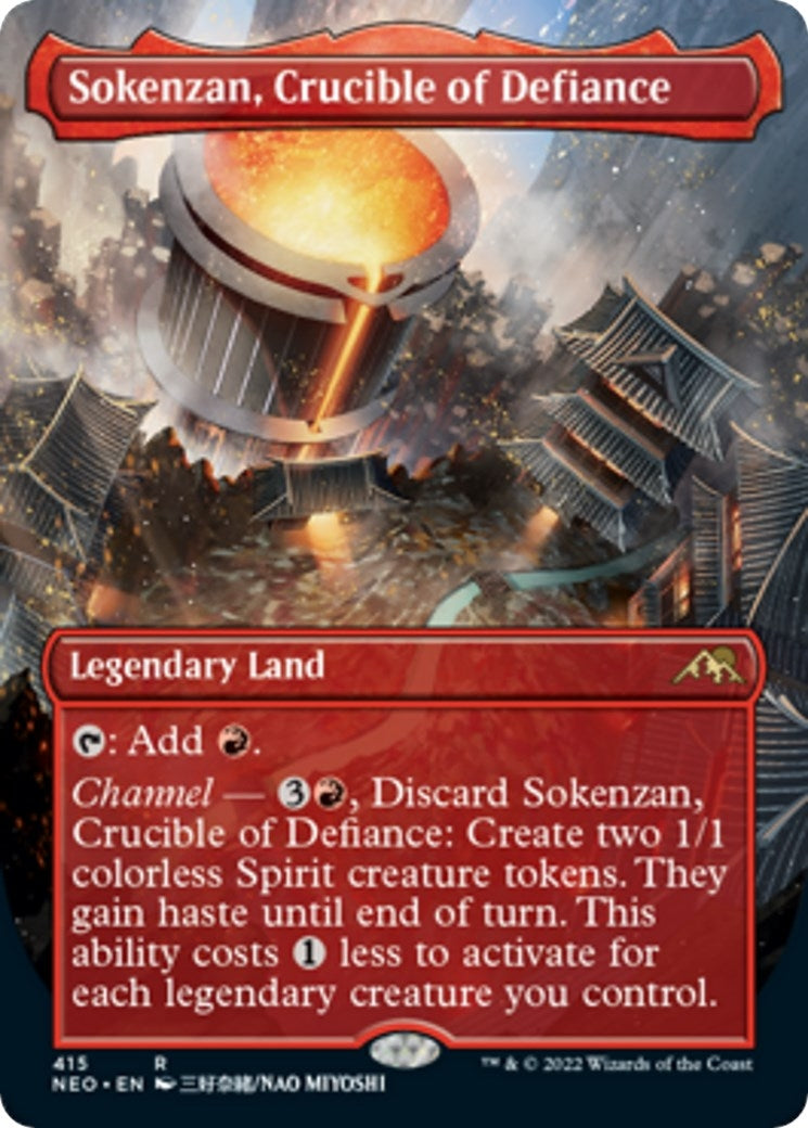 Image for Sokenzan, Crucible of Defiance (Borderless) (Kamigawa: Neon Dynasty) (415) - Magic: The Gathering