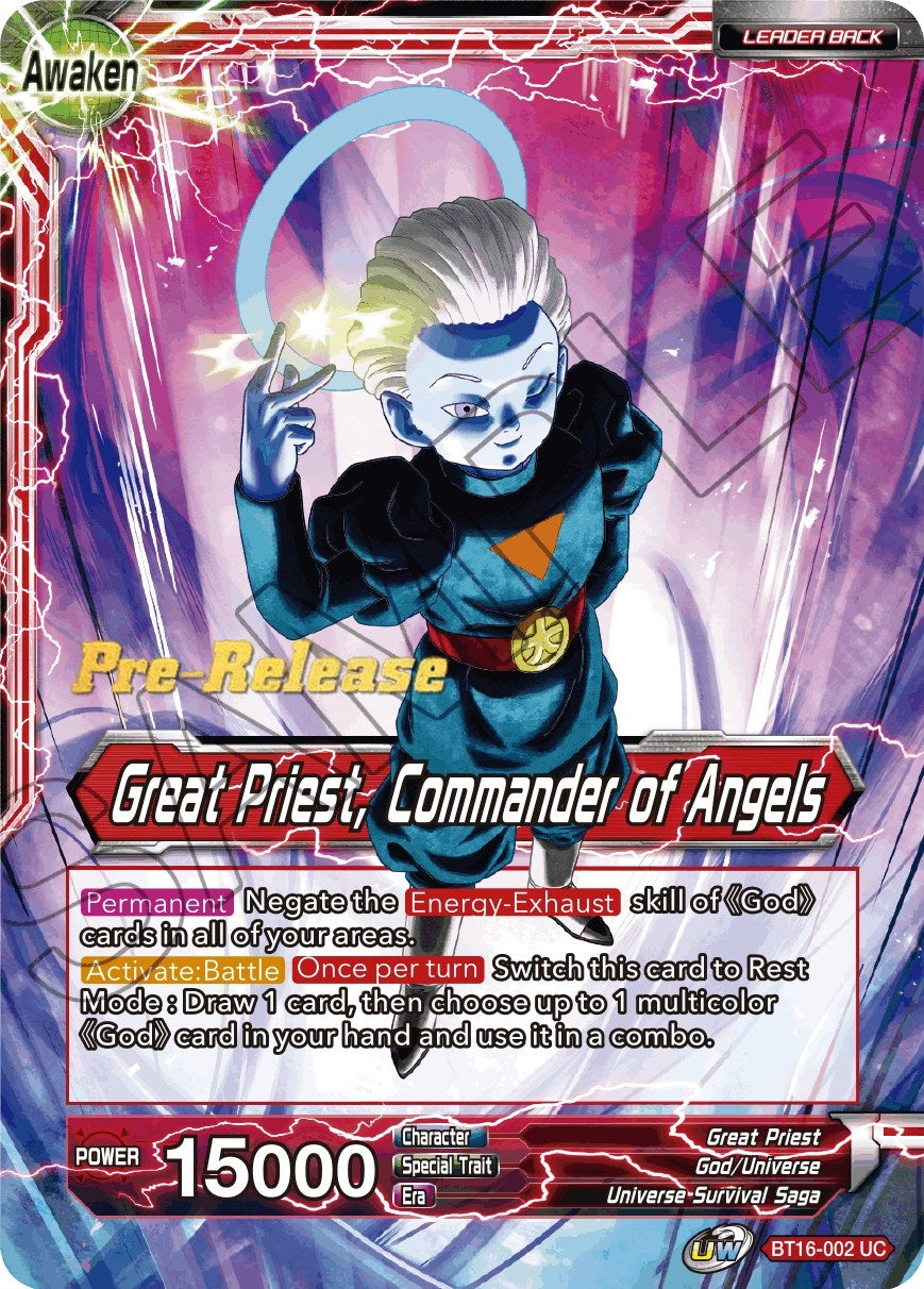 Image for Great Priest // Great Priest, Commander of Angels (Realm of the Gods Pre-Release Cards) (BT16-002) - Dragon Ball Super: Masters