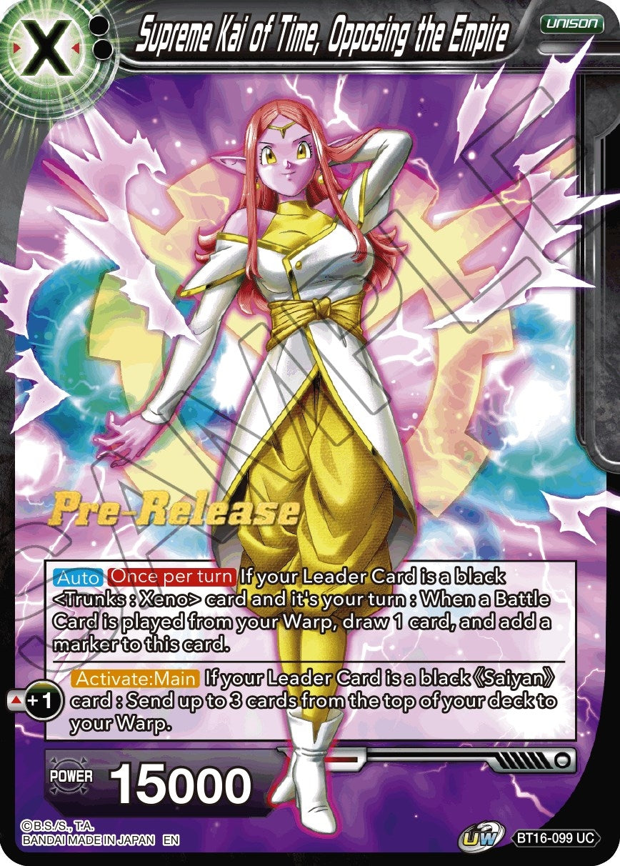 Image for Supreme Kai of Time, Opposing the Empire (Realm of the Gods Pre-Release Cards) (BT16-099) - Dragon Ball Super: Masters