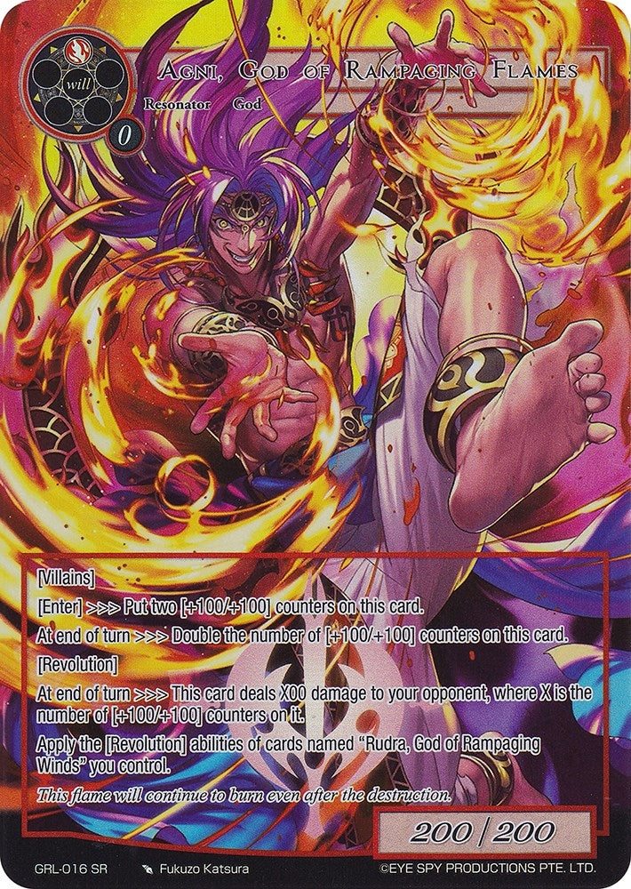Image for Agni, God of Rampaging Flames (Full Art) (Game of Gods: Reloaded) (GRL-016) - Force of Will