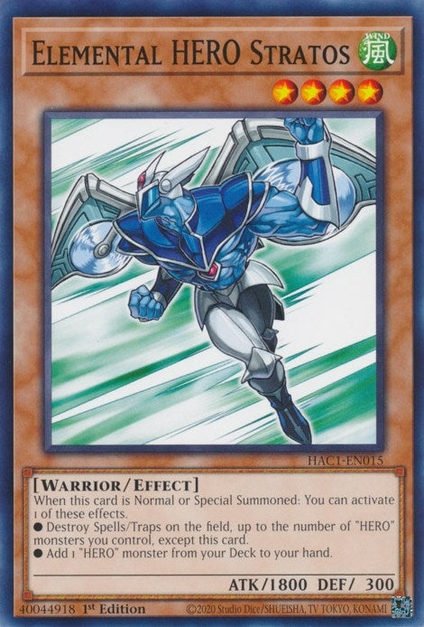 Image for Elemental HERO Stratos (Hidden Arsenal: Chapter 1) (HAC1-EN015) - YuGiOh