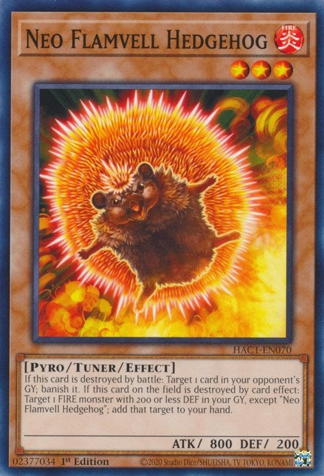 Image for Neo Flamvell Hedgehog (Hidden Arsenal: Chapter 1) (HAC1-EN070) - YuGiOh