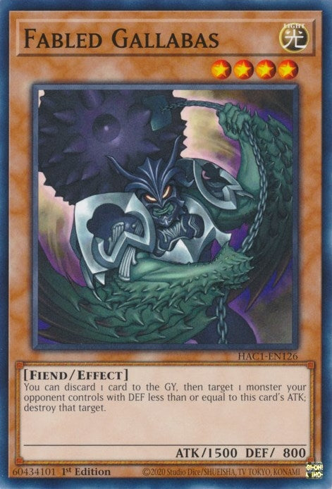 Image for Fabled Gallabas (Hidden Arsenal: Chapter 1) (HAC1-EN126) - YuGiOh