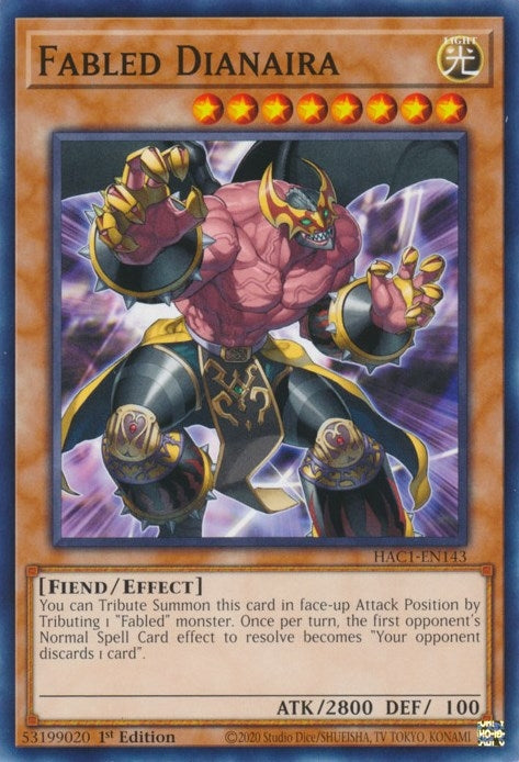 Image for Fabled Dianaira (Hidden Arsenal: Chapter 1) (HAC1-EN143) - YuGiOh