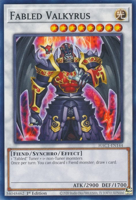 Image for Fabled Valkyrus (Hidden Arsenal: Chapter 1) (HAC1-EN144) - YuGiOh