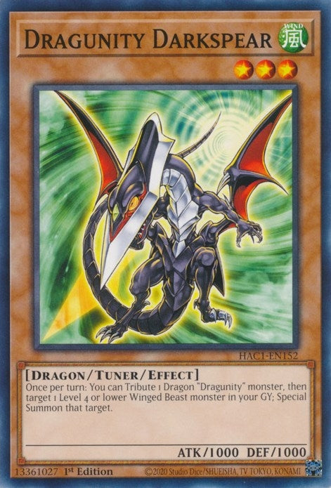 Image for Dragunity Darkspear (Hidden Arsenal: Chapter 1) (HAC1-EN152) - YuGiOh