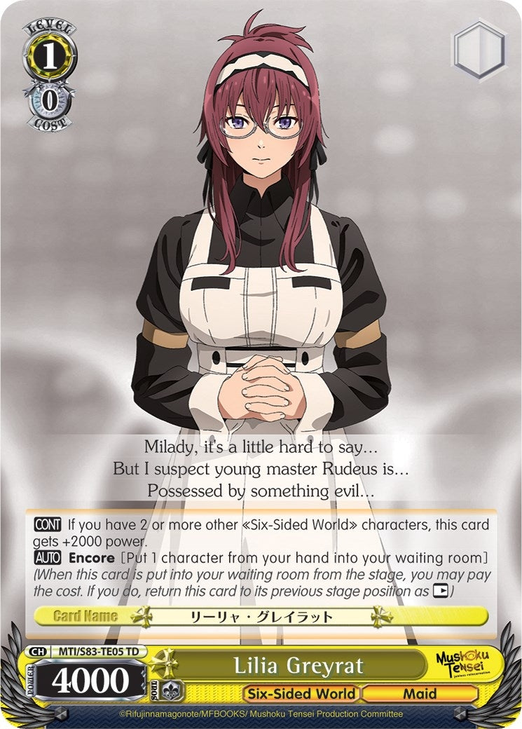 Image for Lilia Greyrat (Mushoku Tensei: Jobless Reincarnation) (MTI/S83-TE05 TD) - Weiss Schwarz