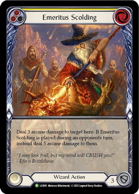 Image for Emeritus Scolding (Yellow) (Extended Art) - LGS091 (Flesh and Blood: Promo Cards) (LGS091) - Flesh and Blood TCG
