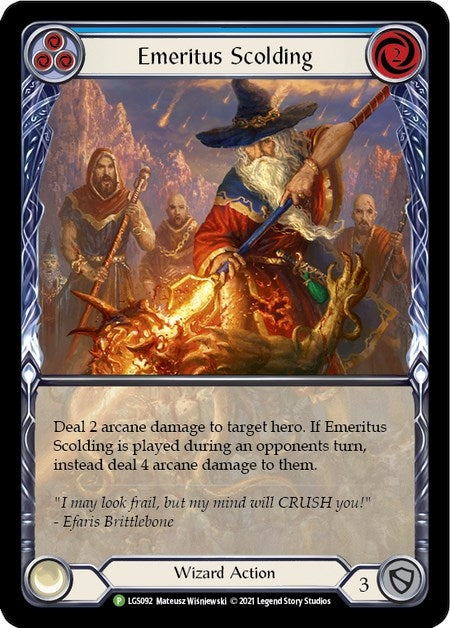 Image for Emeritus Scolding (Blue) (Extended Art) - LGS092 (Flesh and Blood: Promo Cards) (LGS092) - Flesh and Blood TCG