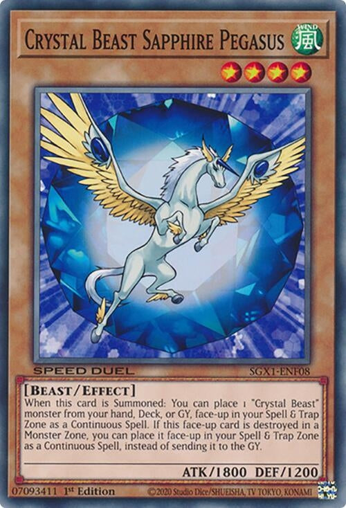 Image for Crystal Beast Sapphire Pegasus (Speed Duel GX: Duel Academy Box) (SGX1-ENF08) - YuGiOh